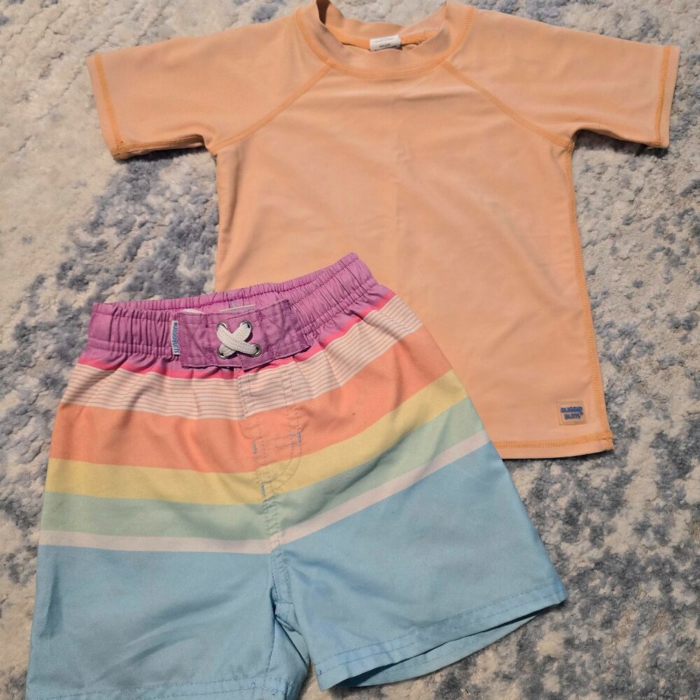 Ruggedbutts 3T Boys' Rash Guard & Swim Trunks Set